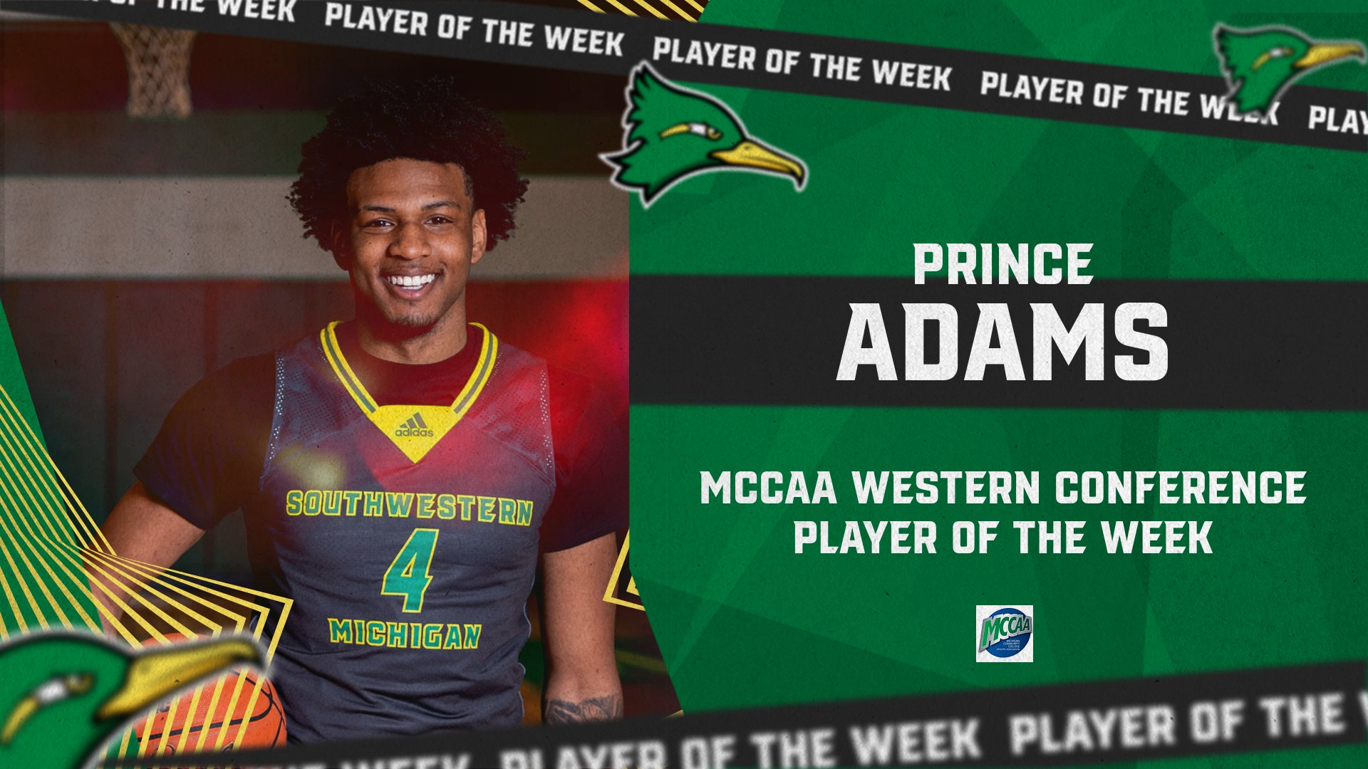 Prince Adams Named Conference Player of the Week